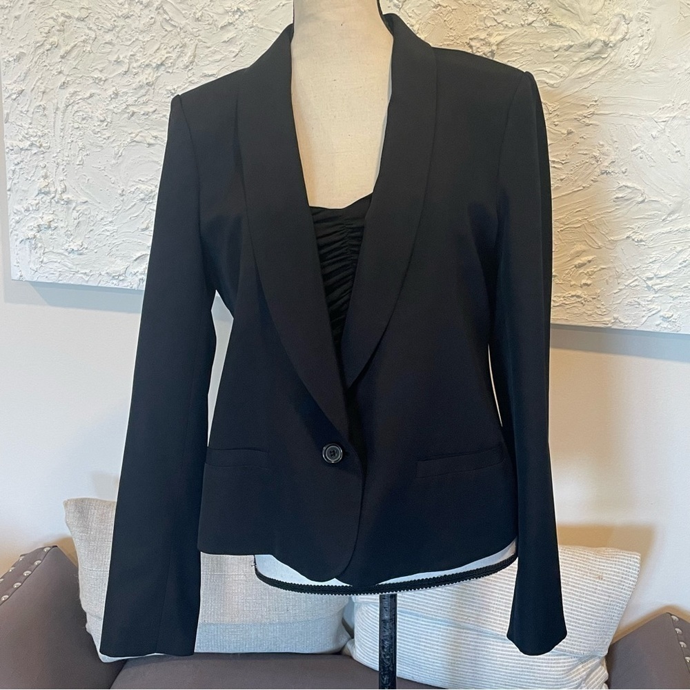 J. Crew Womens Black Single Breasted One Button Blazer Sz 10.